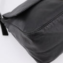 FENDI Mamma Baguette Shoulder Bag Leather Black Silver Auth BA16062V-11