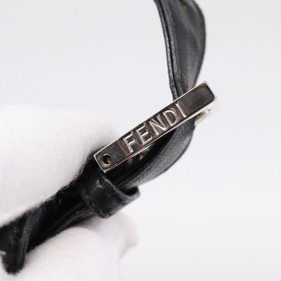 FENDI Mamma Baguette Shoulder Bag Leather Black Silver Auth BA16062V