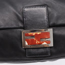 FENDI Mamma Baguette Shoulder Bag Leather Black Silver Auth BA16062V-15