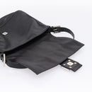 FENDI Mamma Baguette Shoulder Bag Leather Black Silver Auth BA16062V-16