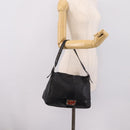 FENDI Mamma Baguette Shoulder Bag Leather Black Silver Auth BA16062V-25