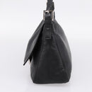 FENDI Mamma Baguette Shoulder Bag Leather Black Silver Auth BA16062V-5