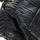 PRADA Gathered Tote Bag Leather Black Gold Auth BA16064SAV-17