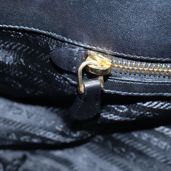 PRADA Gathered Tote Bag Leather Black Gold Auth BA16064SAV