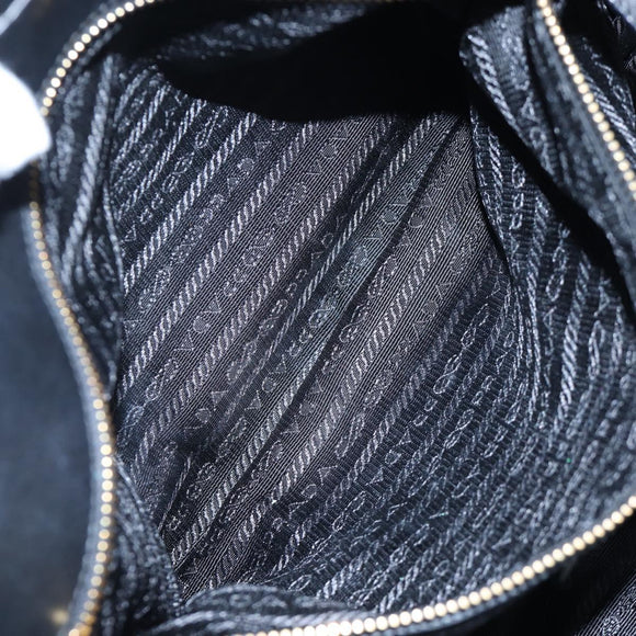 PRADA Gathered Tote Bag Leather Black Gold Auth BA16064SAV