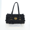 PRADA Gathered Tote Bag Leather Black Gold Auth BA16064SAV-12