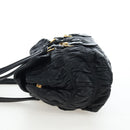 PRADA Gathered Tote Bag Leather Black Gold Auth BA16064SAV-3