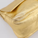 FENDI Mamma Baguette Shoulder Bag Leather Gold Auth BA16067SAM-11