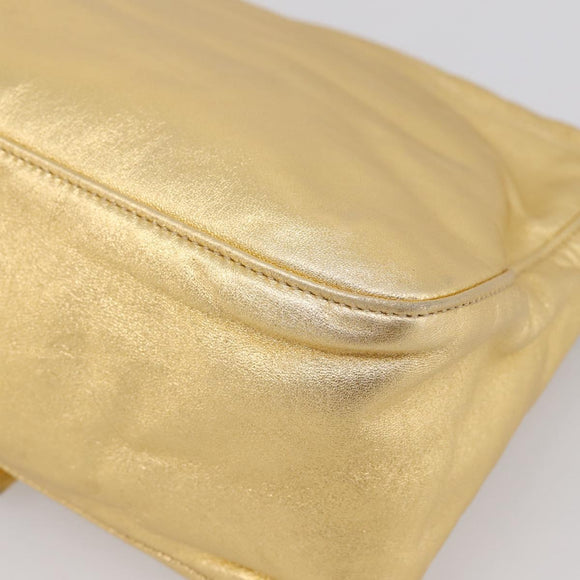 FENDI Mamma Baguette Shoulder Bag Leather Gold Auth BA16067SAM