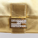 FENDI Mamma Baguette Shoulder Bag Leather Gold Auth BA16067SAM-16