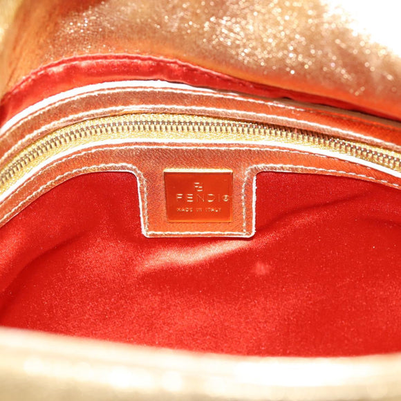 FENDI Mamma Baguette Shoulder Bag Leather Gold Auth BA16067SAM