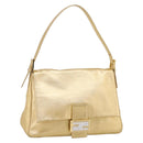 FENDI Mamma Baguette Shoulder Bag Leather Gold Auth BA16067SAM-1