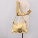 FENDI Mamma Baguette Shoulder Bag Leather Gold Auth BA16067SAM-25