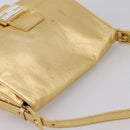 FENDI Mamma Baguette Shoulder Bag Leather Gold Auth BA16067SAM-6