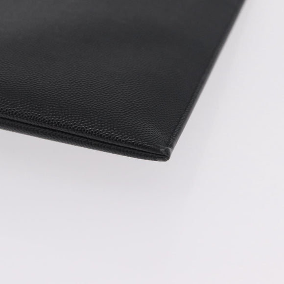 Saint Laurent Clutch Bag Leather Black Silver Auth BA16068A