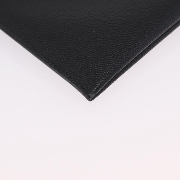 Saint Laurent Clutch Bag Leather Black Silver Auth BA16068A