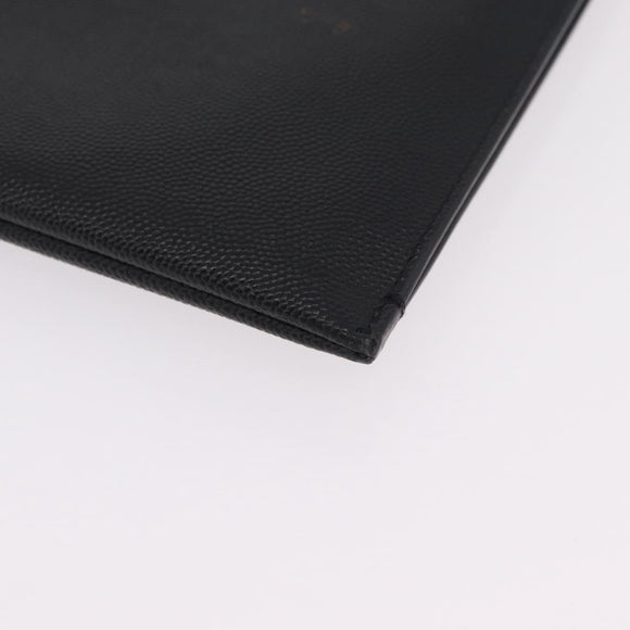 Saint Laurent Clutch Bag Leather Black Silver Auth BA16068A