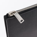Saint Laurent Clutch Bag Leather Black Silver Auth BA16068A-9