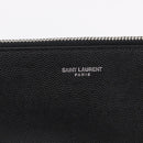 Saint Laurent Clutch Bag Leather Black Silver Auth BA16068A-17