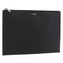 Saint Laurent Clutch Bag Leather Black Silver Auth BA16068A-1