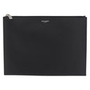 Saint Laurent Clutch Bag Leather Black Silver Auth BA16068A-13