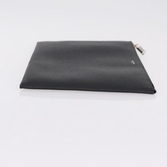 Saint Laurent Clutch Bag Leather Black Silver Auth BA16068A