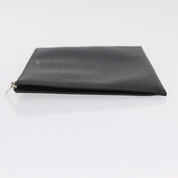 Saint Laurent Clutch Bag Leather Black Silver Auth BA16068A