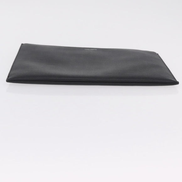 Saint Laurent Clutch Bag Leather Black Silver Auth BA16068A
