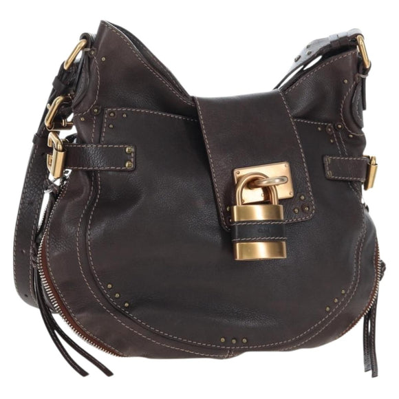 Chloe Paddington Shoulder Bag Leather 2way Brown Gold Silver Auth BA16069V