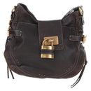 Chloe Paddington Shoulder Bag Leather 2way Brown Gold Silver Auth BA16069V-13