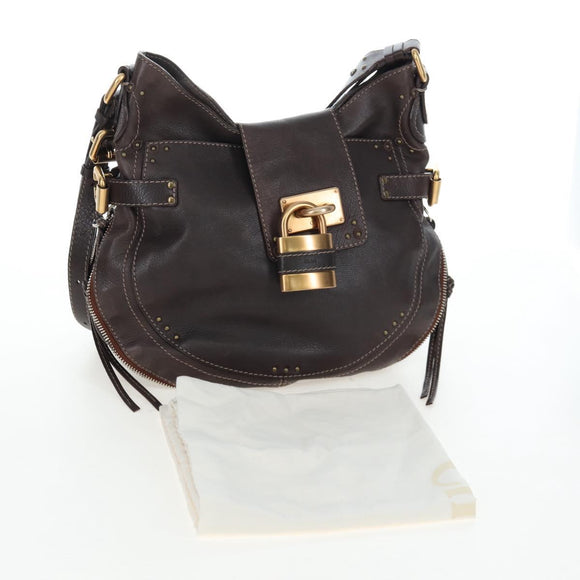 Chloe Paddington Shoulder Bag Leather 2way Brown Gold Silver Auth BA16069V