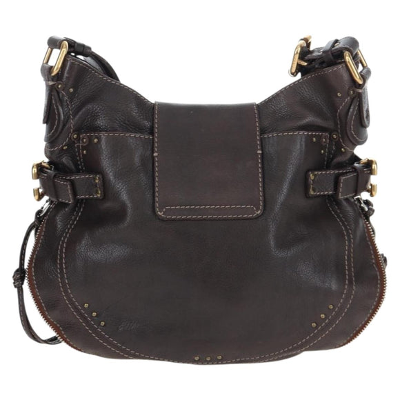 Chloe Paddington Shoulder Bag Leather 2way Brown Gold Silver Auth BA16069V