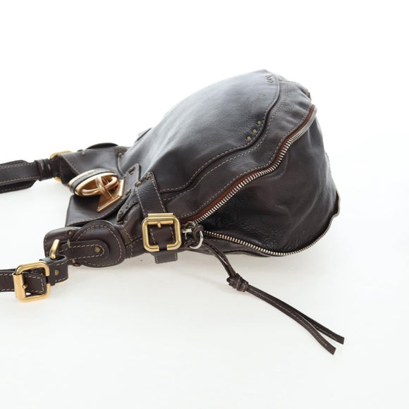 Chloe Paddington Shoulder Bag Leather 2way Brown Gold Silver Auth BA16069V