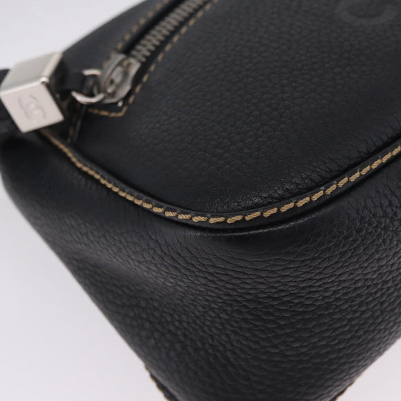 CHANEL Shoulder Bag Leather Black Silver CC Auth BA16070V