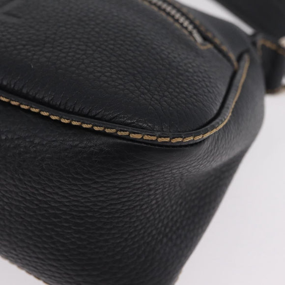 CHANEL Shoulder Bag Leather Black Silver CC Auth BA16070V