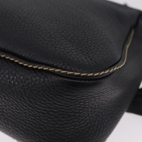 CHANEL Shoulder Bag Leather Black Silver CC Auth BA16070V