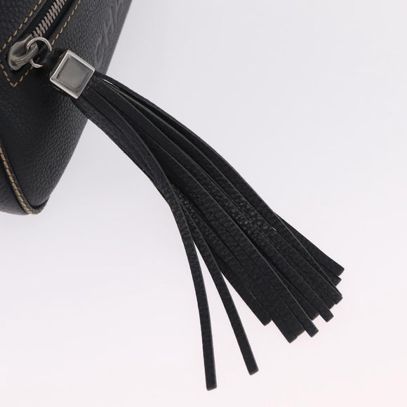 CHANEL Shoulder Bag Leather Black Silver CC Auth BA16070V