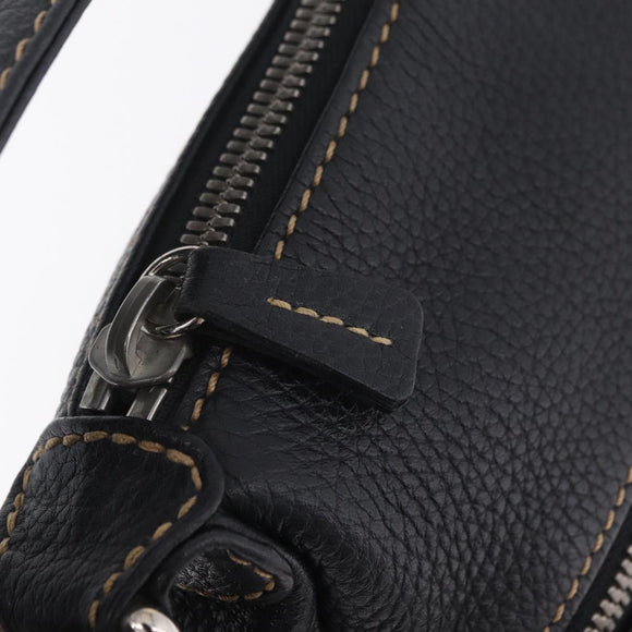 CHANEL Shoulder Bag Leather Black Silver CC Auth BA16070V