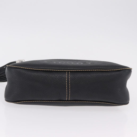 CHANEL Shoulder Bag Leather Black Silver CC Auth BA16070V