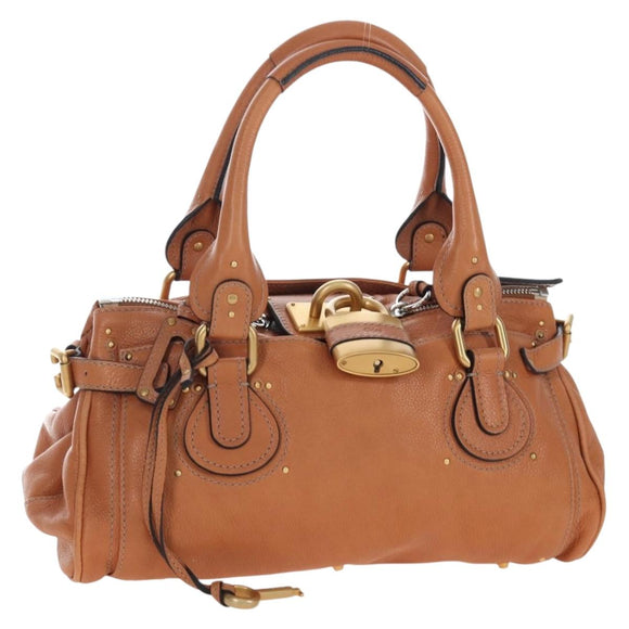 Chloe Paddington Hand Bag Leather Brown Gold Silver Auth BA16075V