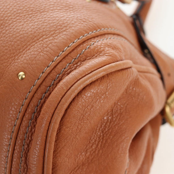 Chloe Paddington Hand Bag Leather Brown Gold Silver Auth BA16075V
