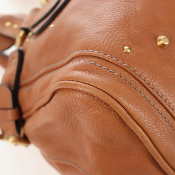Chloe Paddington Hand Bag Leather Brown Gold Silver Auth BA16075V