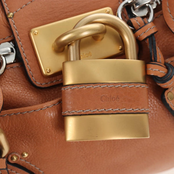 Chloe Paddington Hand Bag Leather Brown Gold Silver Auth BA16075V