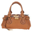 Chloe Paddington Hand Bag Leather Brown Gold Silver Auth BA16075V-13