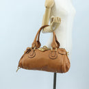 Chloe Paddington Hand Bag Leather Brown Gold Silver Auth BA16075V-26
