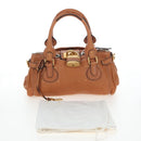 Chloe Paddington Hand Bag Leather Brown Gold Silver Auth BA16075V-12