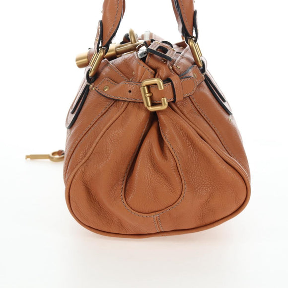 Chloe Paddington Hand Bag Leather Brown Gold Silver Auth BA16075V