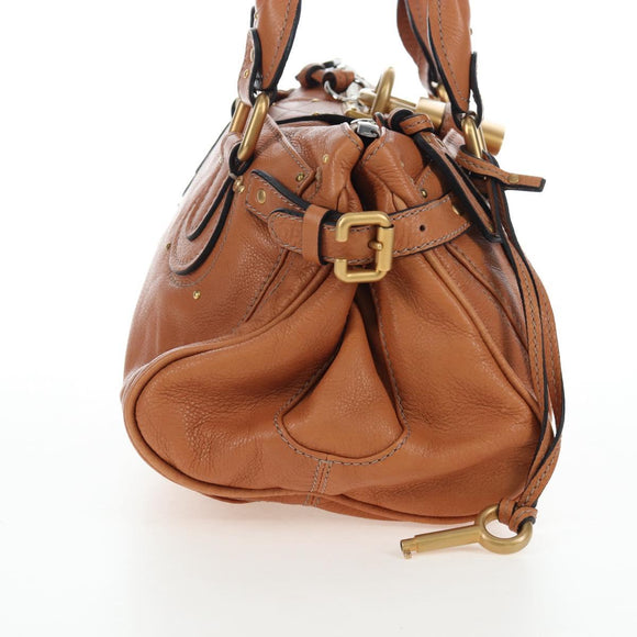 Chloe Paddington Hand Bag Leather Brown Gold Silver Auth BA16075V