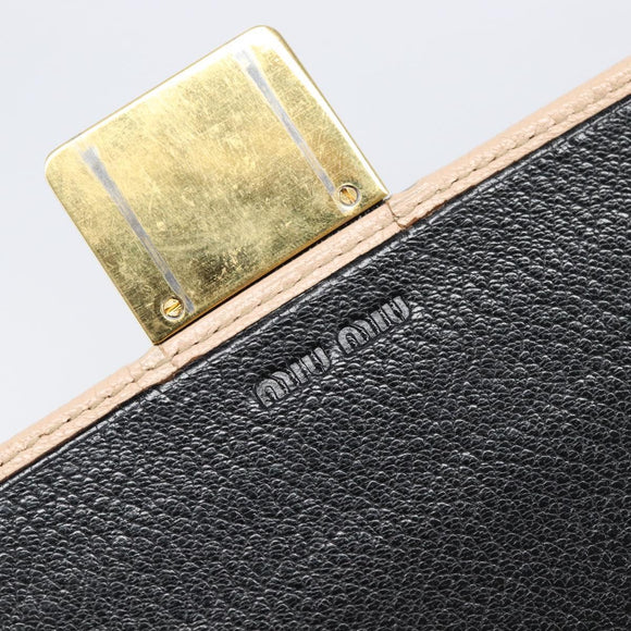 Miu Miu Chain Shoulder Wallet Leather Gold Pink Auth BA16081A