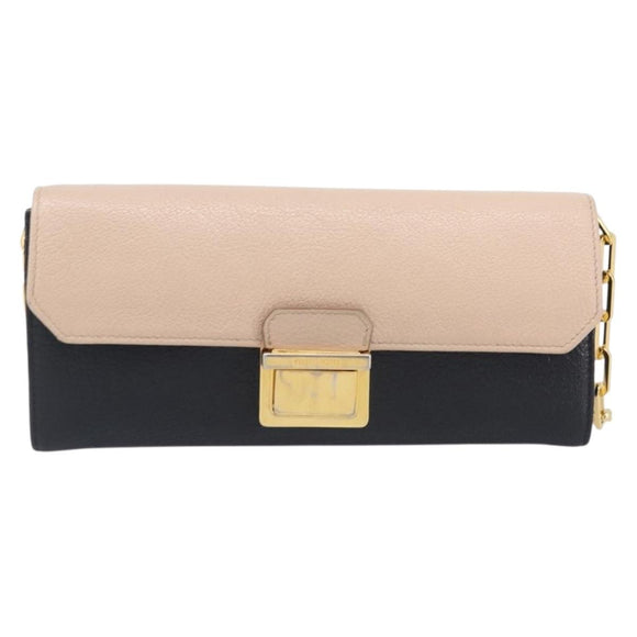 Miu Miu Chain Shoulder Wallet Leather Gold Pink Auth BA16081A